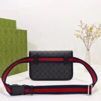 Gucci Unisex GG Black Belt Bag Black Grey GG Supreme Canvas Leather Trim (9)