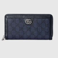 Gucci Unisex Ophidia GG Zip Around Wallet Blue Dark Blue GG Supreme Canvas (1)