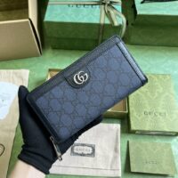 Gucci Unisex Ophidia GG Zip Around Wallet Blue Dark Blue GG Supreme Canvas (1)