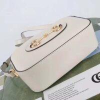 Gucci Women Gucci Horsebit 1955 Small Shoulder Bag White Leather Zip Closure (5)