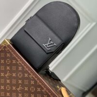 Louis Vuitton Unisex LV Pilot Slingbag Aerogram Collection Black Cowhide Leather Textile Lining (1)