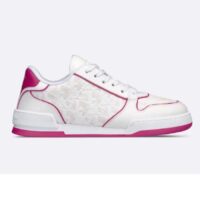 Dior Unisex CD Dior One Sneaker White Fuchsia Dior Oblique Perforated Calfskin (3)