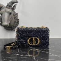 Dior Women CD Medium Dior Caro Bag Black Cannage Tweed (8)