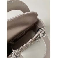 Dior Women CD Mini Lady Dior Bag Platinum Metallic Cannage Lambskin Beaded Embroidery (5)