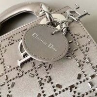 Dior Women CD Mini Lady Dior Bag Platinum Metallic Cannage Lambskin Beaded Embroidery (5)