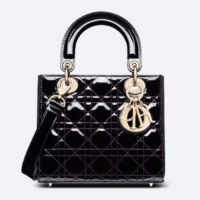 Dior Women CD Small Lady Dior Bag Black Patent Cannage Calfskin (1)