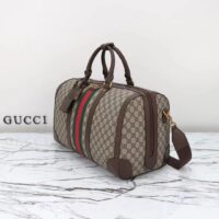 Gucci Unisex GG Savoy Small Duffle Bag Beige Ebony GG Supreme Canvas (12)