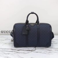 Gucci Unisex GG Savoy Small Duffle Bag Blue Black GG Supreme Canvas (10)