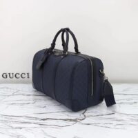 Gucci Unisex GG Savoy Small Duffle Bag Blue Black GG Supreme Canvas (10)