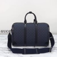 Gucci Unisex GG Savoy Small Duffle Bag Blue Black GG Supreme Canvas (10)