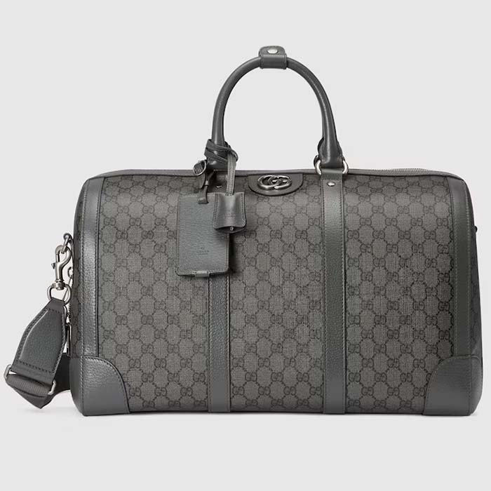 Gucci Unisex GG Savoy Small Duffle Bag Grey Black GG Supreme Canvas