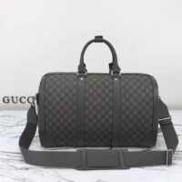 Gucci Unisex GG Savoy Small Duffle Bag Grey Black GG Supreme Canvas (11)