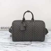 Gucci Unisex GG Savoy Small Duffle Bag Grey Black GG Supreme Canvas (11)