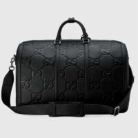 Gucci Unisex Jumbo GG Large Duffle Bag Black Leather Double G Zip Closure (7)