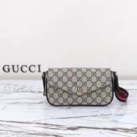 Gucci Unisex Ophidia Mini Bag Beige Blue GG Supreme Canvas Double G (8)