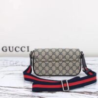 Gucci Unisex Ophidia Mini Bag Beige Blue GG Supreme Canvas Double G (8)