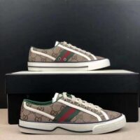 Gucci Unisex Tennis 1977 Sneaker Beige Ebony Original GG Canvas Rubber Sole Flat (9)