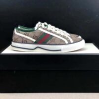 Gucci Unisex Tennis 1977 Sneaker Beige Ebony Original GG Canvas Rubber Sole Flat (9)