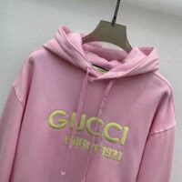 Gucci Women GG Hooded Sweatshirt Embroidery Firenze 1921 Drawstring Closure Dropped Shoulder Long Sleeves (13)