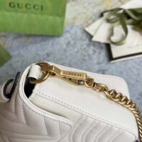 Gucci Women GG Marmont Mini Top Handle Bag White Matelassé Chevron Leather Heart Double G (11)