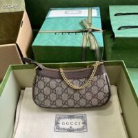 Gucci Women Ophidia Mini Bag Beige Ebony GG Supreme Canvas Double G Top Zip Closure (10)