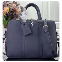 Louis Vuitton LV Uniisex Porte-Documents Voyage PM Midnight Blue Taiga Cowhide Leather (3)