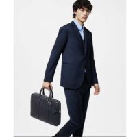 Louis Vuitton LV Uniisex Porte-Documents Voyage PM Midnight Blue Taiga Cowhide Leather (3)