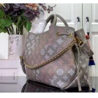 Louis Vuitton LV Unisex Bella Tote Gray Mahina Perforated Calfskin Leather (10)