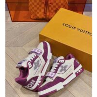 Louis Vuitton LV Unisex Trainer Sneaker Purple Monogram Denim Rubber Outsole Monogram Flower (1)