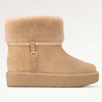 Louis Vuitton LV Women Aspen Platform Ankle Boot Beige Suede Calf Leather Shearling (19)