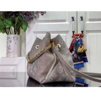 Louis Vuitton LV Women Bella Bucket Bag Gray Mahina Perforated Calfskin Leather Microfiber Lining (10)