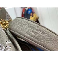 Louis Vuitton LV Women Bella Bucket Bag Gray Mahina Perforated Calfskin Leather Microfiber Lining (10)