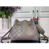 Louis Vuitton LV Women Bella Bucket Bag Gray Mahina Perforated Calfskin Leather Microfiber Lining (10)