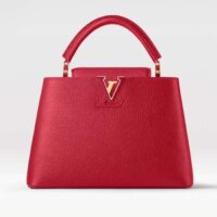 Louis Vuitton LV Women Capucines BB Handbag Scarlet Red Taurillon Cowhide Leather (11)