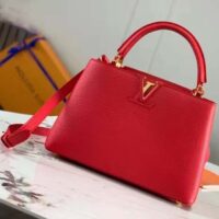 Louis Vuitton LV Women Capucines BB Handbag Scarlet Red Taurillon Cowhide Leather (11)