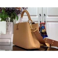 Louis Vuitton LV Women Capucines MM Handbag Arizona Brown Cognac Taurillon Leather (8)