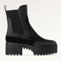 Louis Vuitton LV Women Laureate Platform Chelsea Boot Black Suede Monogram-Debossed Calf Leather (7)