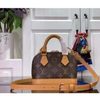 Louis Vuitton LV Women Nano Alma Handbag Monogram Coated Canvas Natural Cowhide Leather (7)