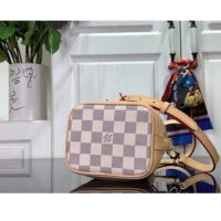 Louis Vuitton LV Women Nano Noé Bucket Bag Dragon Fruit Pink Damier Azur Coated Canvas (5)