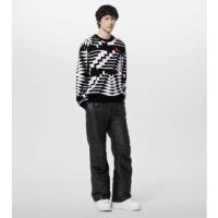 Louis Vuitton Men LV SKI Wool Pullover Regular Fit Fir Tree Jacquard Signature All Over (13)