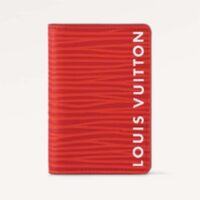 Louis Vuitton Unisex LV Pocket Organizer Vermillion Red Epi XL Grained Leather Cowhide (4)