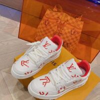 Louis Vuitton Unisex LV Trainer Sneaker Red Mix of Sustainable Materials (6)