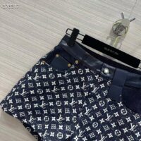 Louis Vuitton Women LV Monogram Denim Mini Shorts Cotton Navy (15)