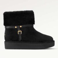 Louis Vuitton Women LV SKI Aspen Platform Ankle Boot Black Suede Calf Leather Shearling (10)