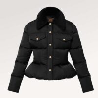 Louis Vuitton Women LV SKI Crinkled Nylon Peplum Puffer Jacket Polyamide Black (6)